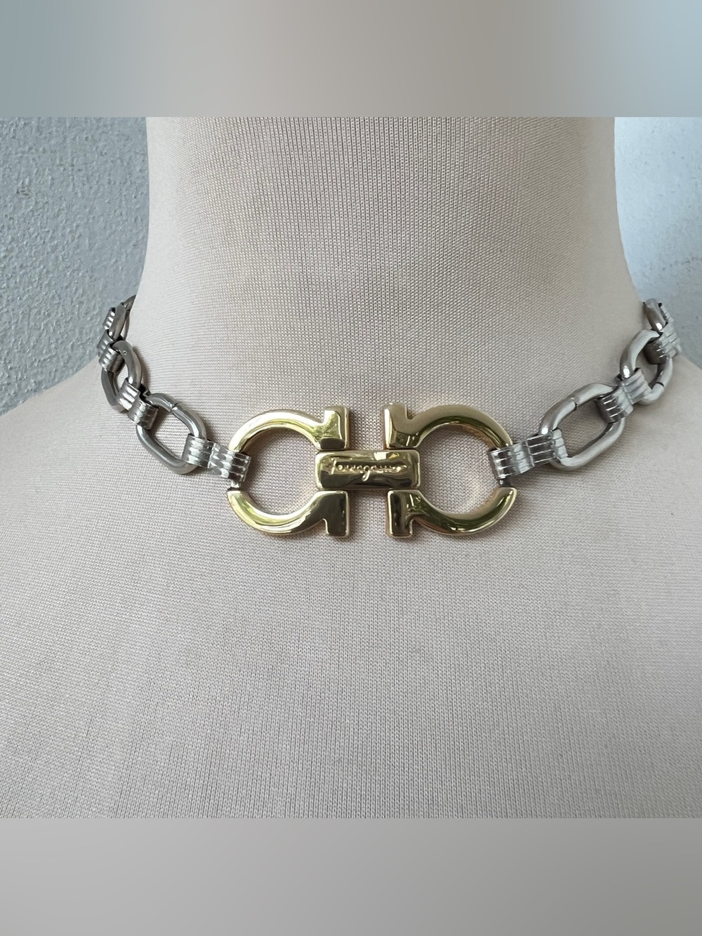 Custom Ferragamo x Junk You! Rescued Two-tone Choker Necklace 14-16” adjustable